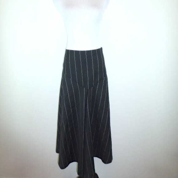 MICHELLE MASON Black PINSTRIPE midi skirt 4